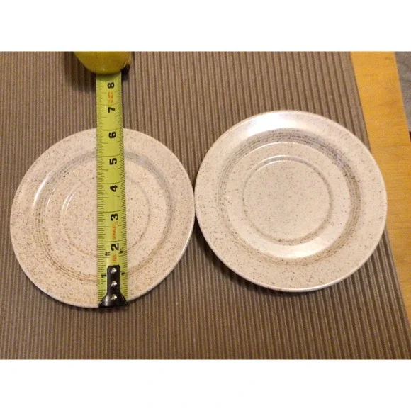 Vintage  Homer Laughlin Country Sage/Brown Speckles- 13 saucer/plates 6.25" - Picture 2 of 4